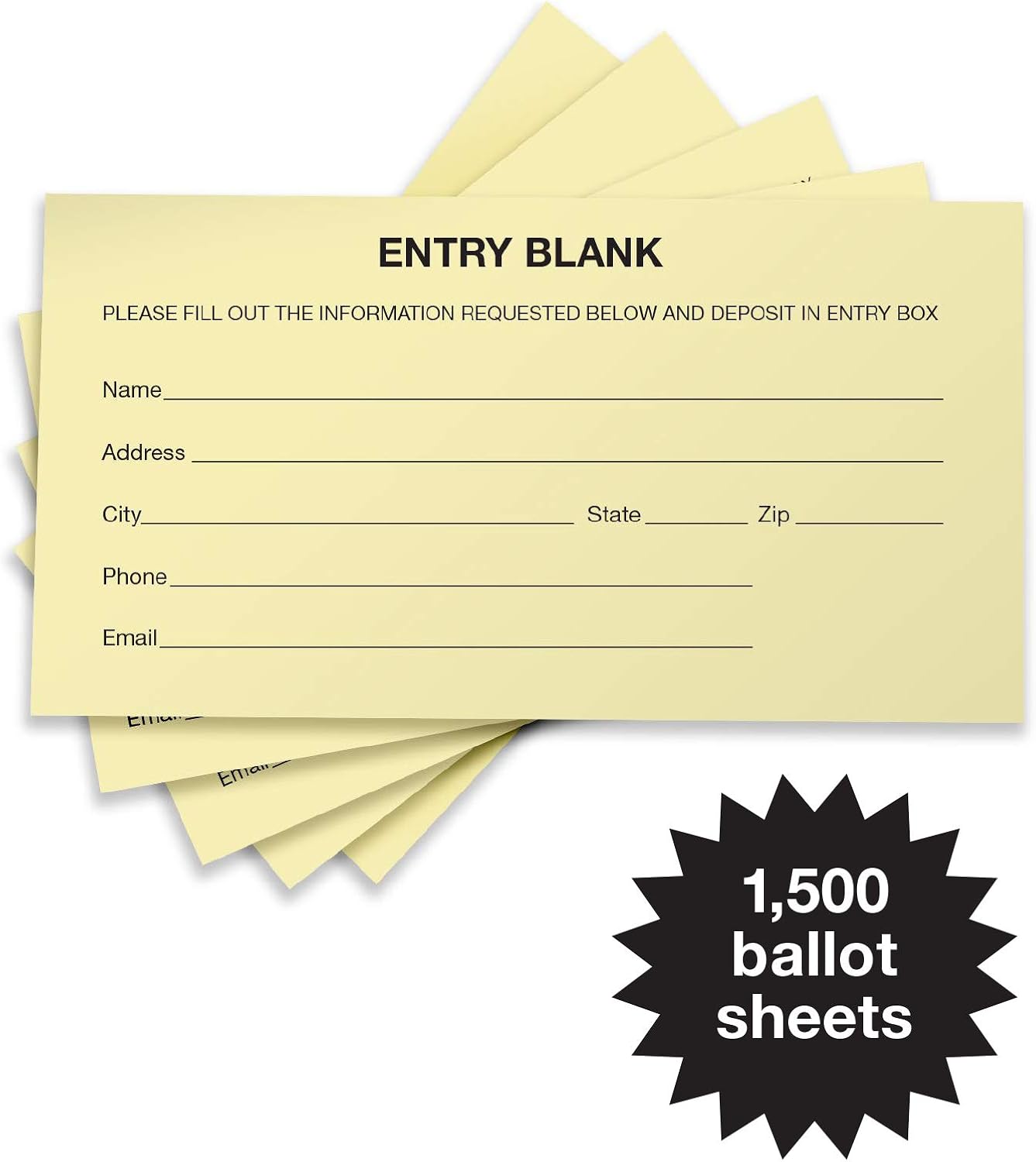 1500 Entry Forms - Includes 15 Blank Raffle Ticket Pads - (Yellow) - GPP-0023