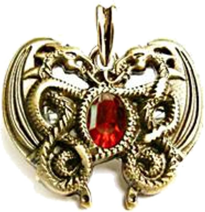 Red Dragon Heart (in Gold Necklace Pendant, Gold-Plated with 24 Carats)