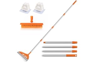 BURFERLY Multifunction Magic Rubber Air Broom, Replaceable Silicone Floor Squeegee, Sweeper and Scrape 2 in 1 Household Cleaning Squeegee Broom for Floor, Bathroom, Kitchens, Tile, Glass (Orange)