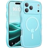 BENTOBEN Magnetic for iPhone 17 Pro Max Case, Cute Wavy [Full Camera Protection][Compatible with MagSafe] Matte Anti-Slip Bumper Women Girls Boys Protective Cover for 17 ProMax 6.9" 2025, Sky Blue
