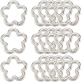 SUNNYCLUE 1 Box 18Pcs Spring Gate Ring Silver Carabiner Clip Bulk Flower Snap Hoop Trigger Buckle Alloy Clamp Metal Links Carabiner for Keychain Making DIY Bags Crafting Purse Keyrings Strap Handbag