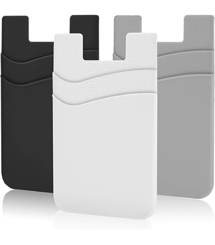 Cell Phone Card Holder for Back of Phone Case. Silicone Stick On Pocket Wallet for iPhone, Android & Other Flat Surfaces, Great for Credit Cards, Business Card, Cash & ID Cards (