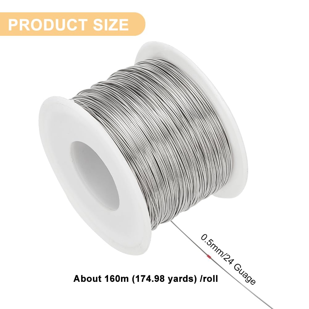 BENECREAT BENECREAT 24 Gauge 524FT 304 Stainless Steel Binding Wire, Bailing Wire Snare Wire for Necklace Bracelet Making and Beading Crafts Project