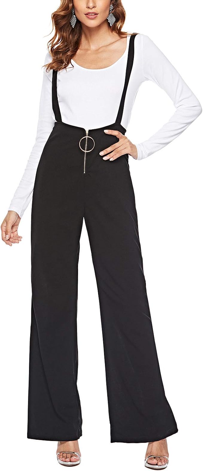 high waisted wide leg overalls