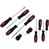 Performance Tool 1909 10-Piece Screwdriver Set with Storage Rack | Ergonomic bi-material handles. Chrome plated alloy steel shafts. Essential hand tools for automotive use