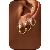 TANGLAI 14K Gold Plated Hoop Earrings for Women, Huggie Hoop Earrings,Hypoallergenic Lightweight Small Hoop Earring for Womens with Gift Box,Birthday Valentine's Jewelry Ideal Gift for Wife/Her