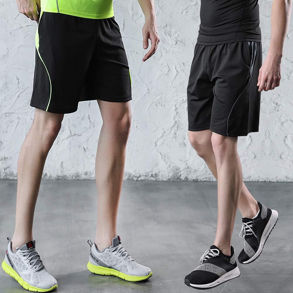 BUYJYA Men's Active Athletic Shorts 5 Pack for Workouts Basketball Football Badminton Exercise Training Running: Clothing