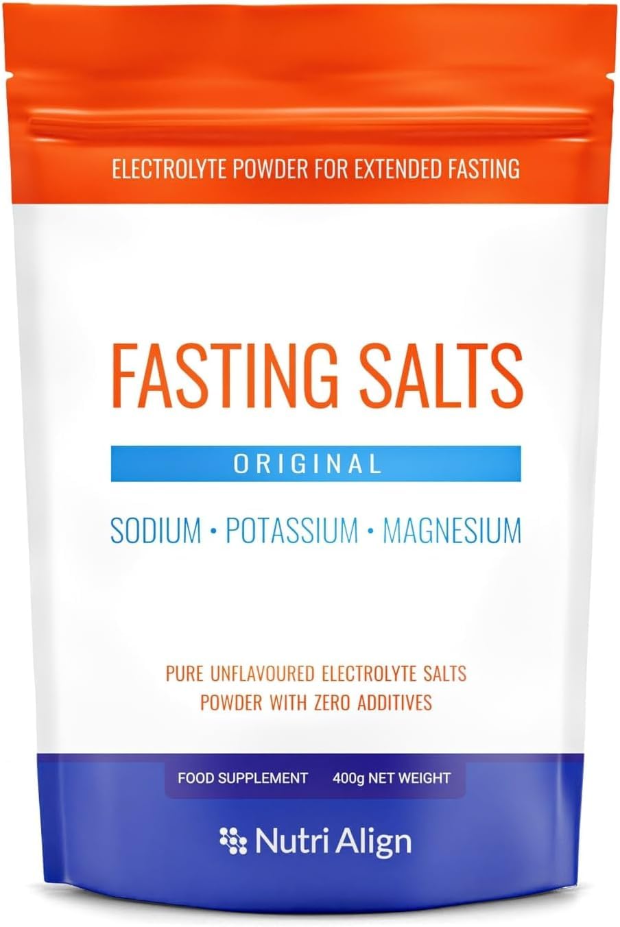 Nutri-Align Fasting Salts Electrolytes Powder | 400g Sodium Potassium Magnesium Electrolytes | Pure Unflavoured Fasting Electrolytes | Sugar Free & Filler Free | Made in The UK