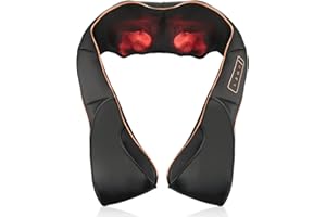 TRIDUCNA Neck Back Massager with Heat, Shiatsu Electric Deep Tissue with 3D Kneading Massage, 3 Intensity Levels, Muscle Pain