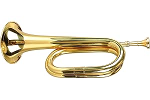 LIEBEWH Military Bugle C Key Brass Cavalry Trumpet with Mouthpiece for Marching Band Beginners Gifts (Gold)