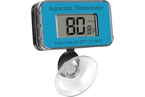 FISCHUEL Aquarium Thermometer LCD Digital Waterproof Thermometer with Suction Cup Fish Tank Water Temperature for Fish Like Betta