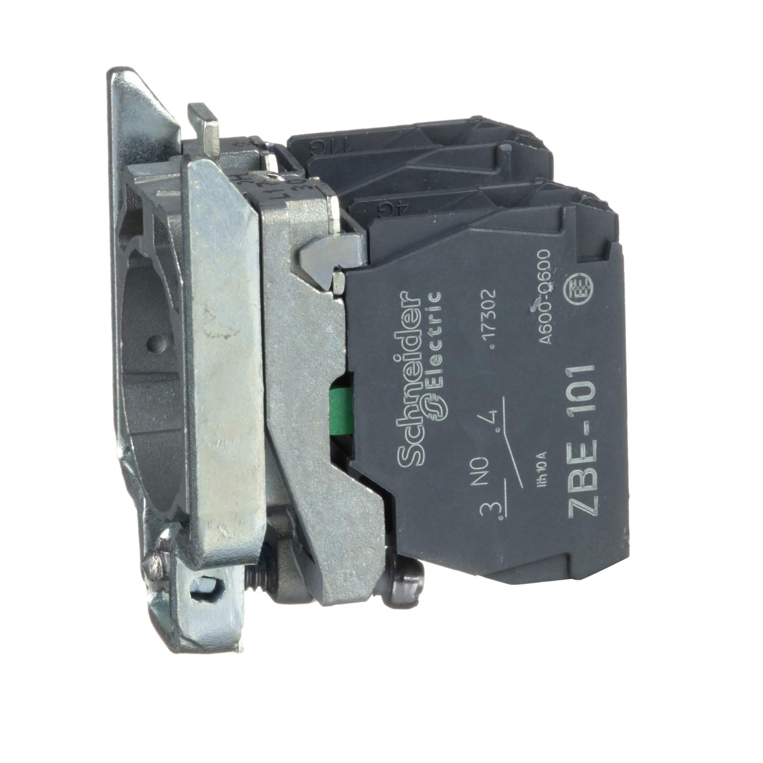 Schneider Electric, Harmony, ZB4BZ103, Single contact block with body/fixing collar, metal, screw clamp terminal, 2 NO