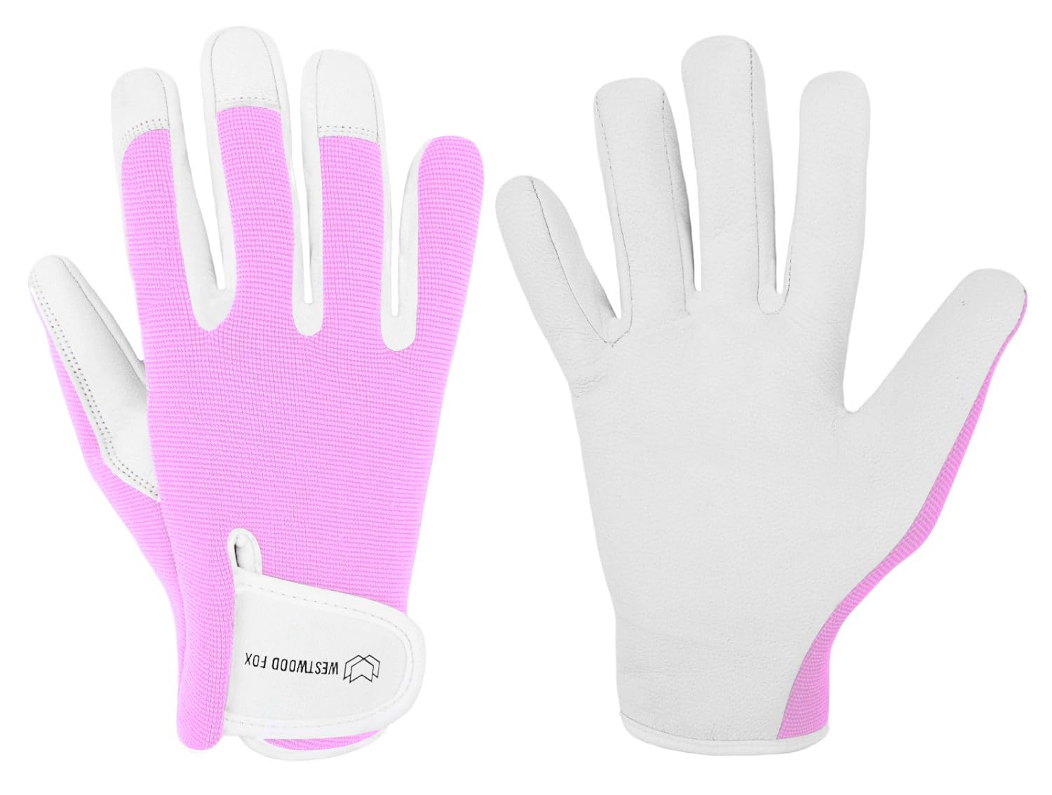 WESTWOOD FOX Ladies/Mens Leather Gardening Gloves Thorn Proof Rigger Garden work gloves, Safety Working Gloves, Premium Quality (Babypink, L)