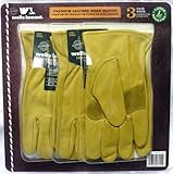 Wells Lamont Premium Leather Work Gloves 3 Pair Pack - Large