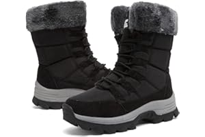 GOODVALUE Womens Snow Boots Winter Fur Lined Waterproof Walking Boots Lightweight Outdoor Ankle Boots Ladies Warm Shoes Anti-Slip Mid Calf Boots