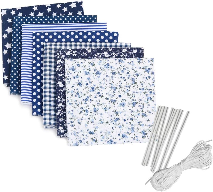 Salalook Face Cover Material DIY Self-Made Face Cover Material Set DIY Fabric Face Cover,Polyester Flat Elastic Band, Aluminum Flat Wire, 7 Artistic Fabric Designs (Navy)