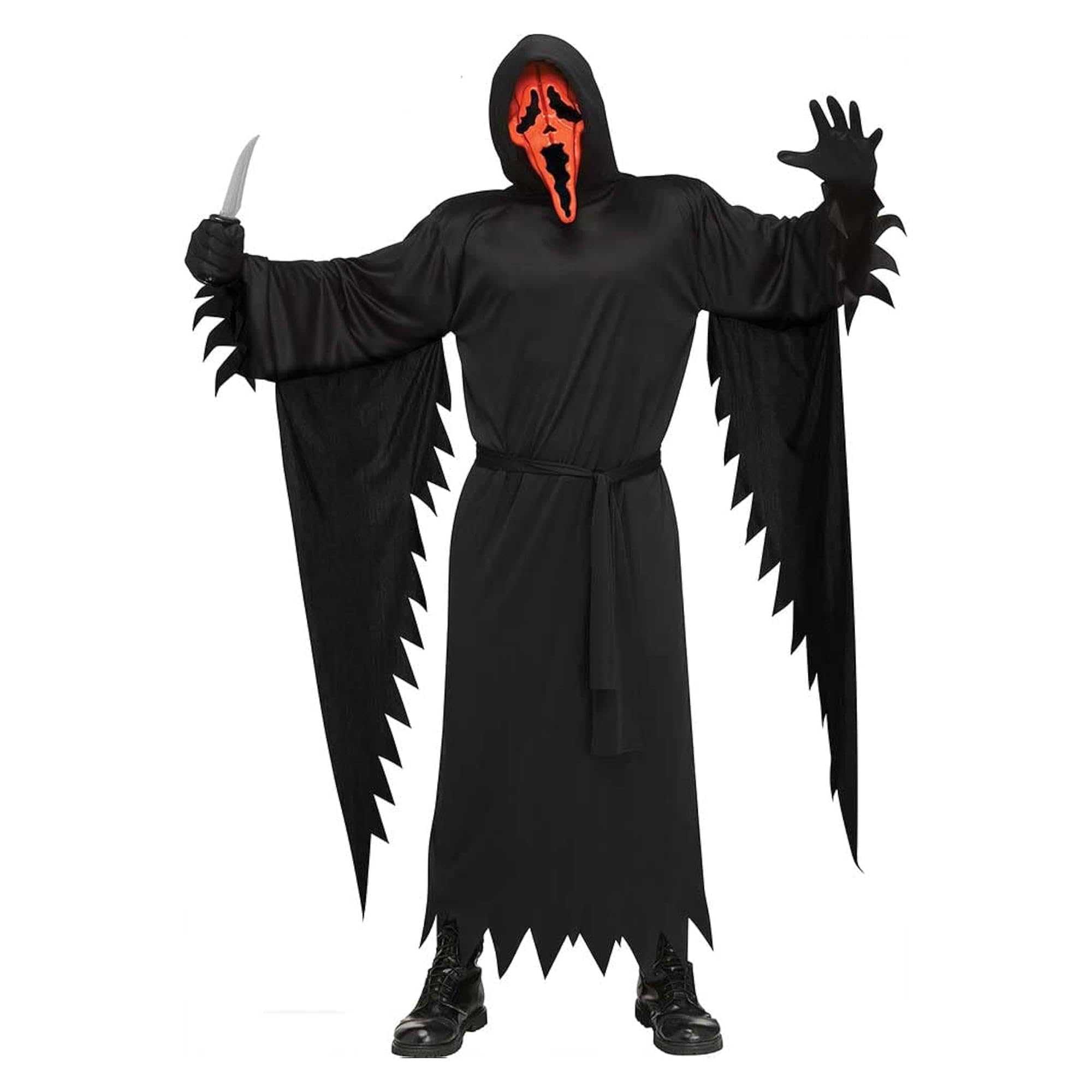 Adult Pumpkin Ghost Face Fancy Dress Costume Standard