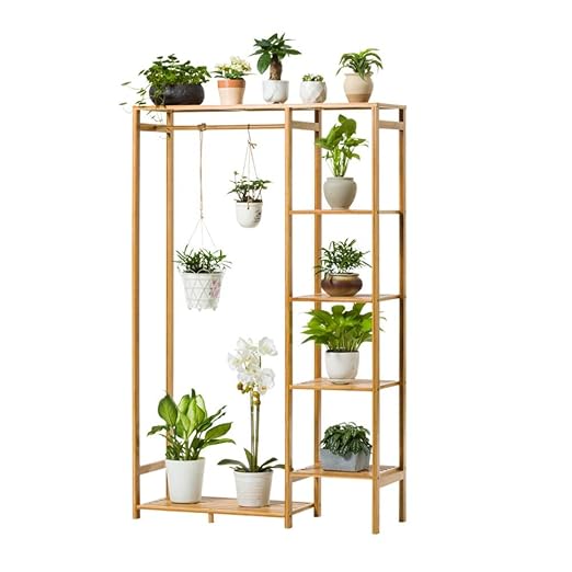 Soporte de exhibición de la planta, Estante de la planta de bambú ...