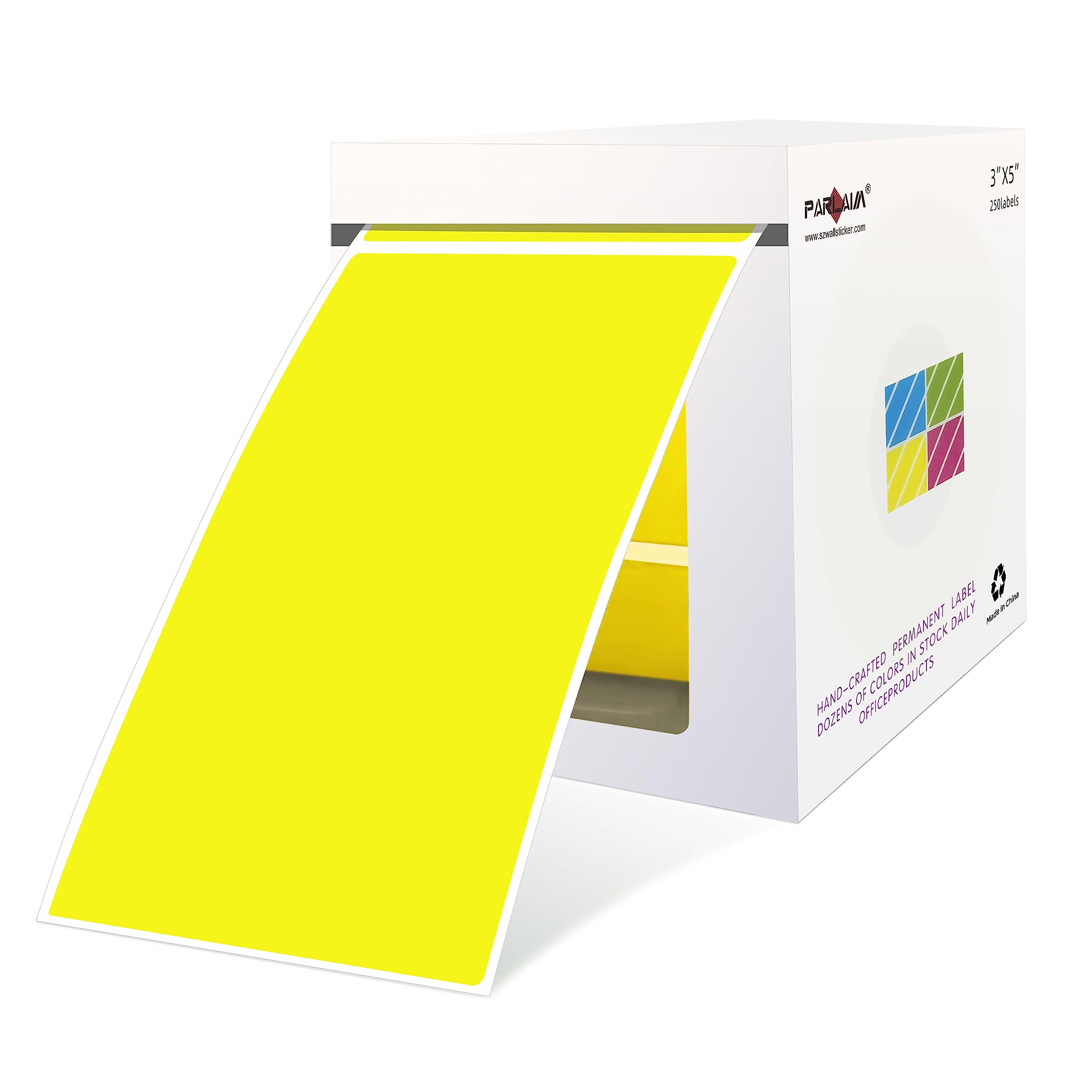 Photo 1 of PARLAIM 3 x 5 inch Rectangle Sticker Labels, 250PCS Adhesive Color Coding Stickers for Moving Box Inventory Label, Fluorescent Yellow