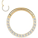 PEAKLINK G23 Titanium CZ Opal Septum Jewelry 16G 18G Hinged Segment Clicker Nose Ring Hoop Septum Ring Daith Rook Earrings Cartilage Conch Helix Body Piercing Jewelry