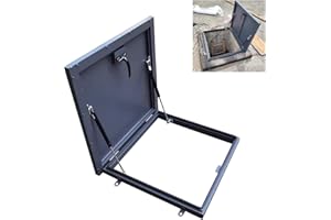 SHZYJBRY Roof Access Hatch, Commercial Galvanized Roof Steel Security Door with Switch Type Handle, Cellars Exit Cover Hatch Door(Gray, Inner Diameter:27.6in)