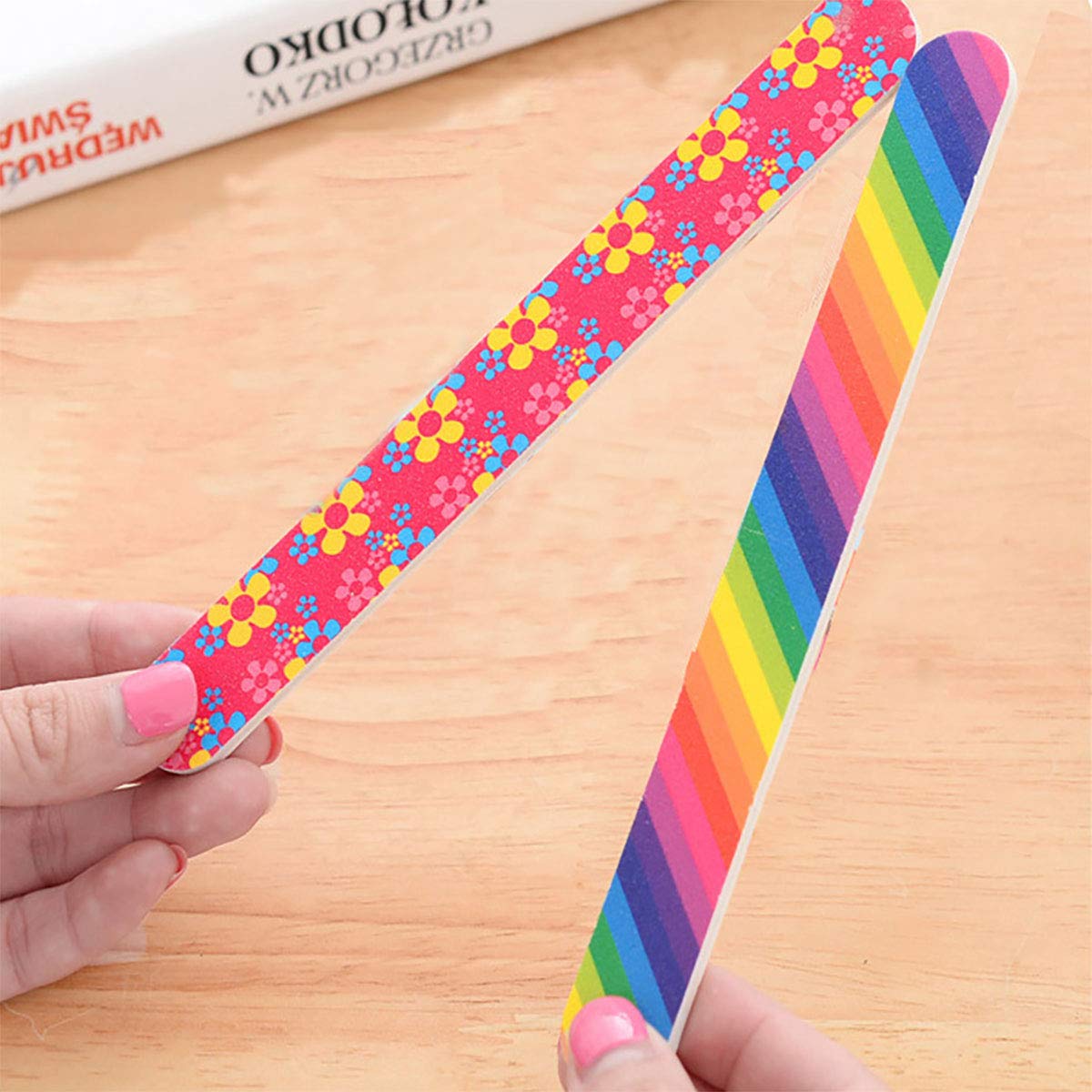 Nail File 10 PCS Professional Double Sided 100/180 Grit Nail Files Emery Board Colorful Manicure Pedicure Tool and Nail Buffering Files