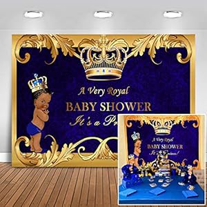 Mocsicka Royal Prince Baby Shower Backdrop Black Boy Gold Crown Photography Background 7x5ft Vinyl Little Prince Royal…