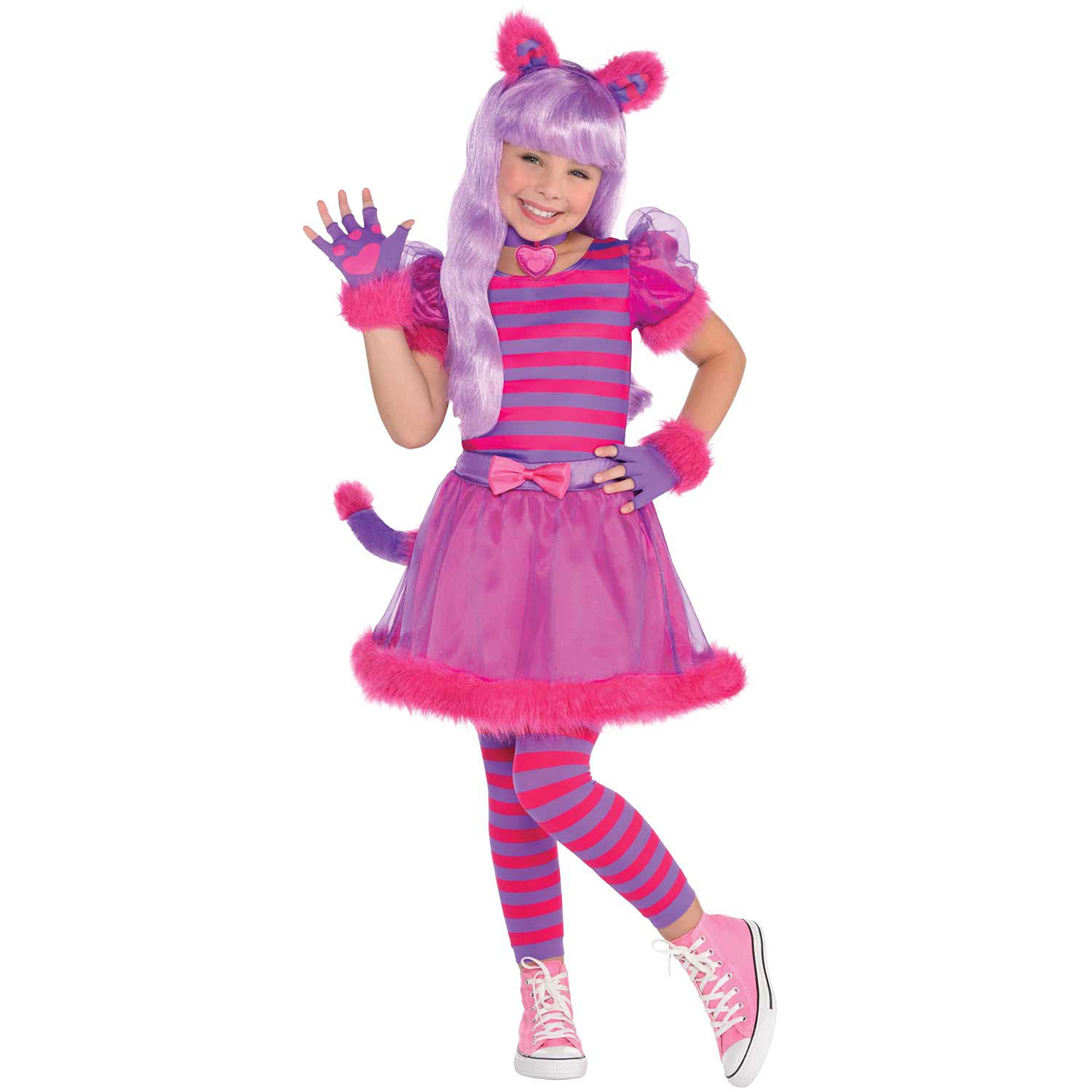 amscan (PKT) (Fix 12/25) (847245) Child Girls Cheshire Cat Costume (4-6yr)