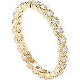 PAVOI 14K Gold Plated Rings Cubic Zirconia Band | Marquise Milgrain Eternity Bands | Gold Rings for Women
