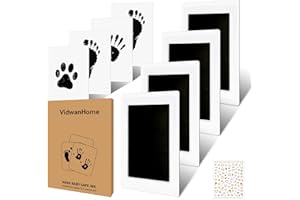 VIDWANHOME Baby Hand and Footprint Kit 4pc – Inkless Clean Touch Ink Pad for Keepsake Footprints, Paw Prints, Mess-Free Ink Pad for Newborns and Pets with 16 White Cards (Jet Black)