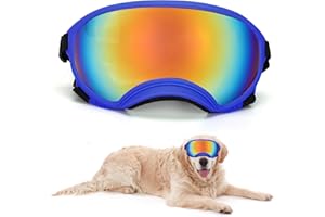 OUTAMATEUR Large Dog Sunglasses Dog Goggles Pet Glasses Pet Eyewear with Adjustable Strap,Glasses for Medium Large Dog Swimming Skating Glasses UV Proof Windproof Dustproof