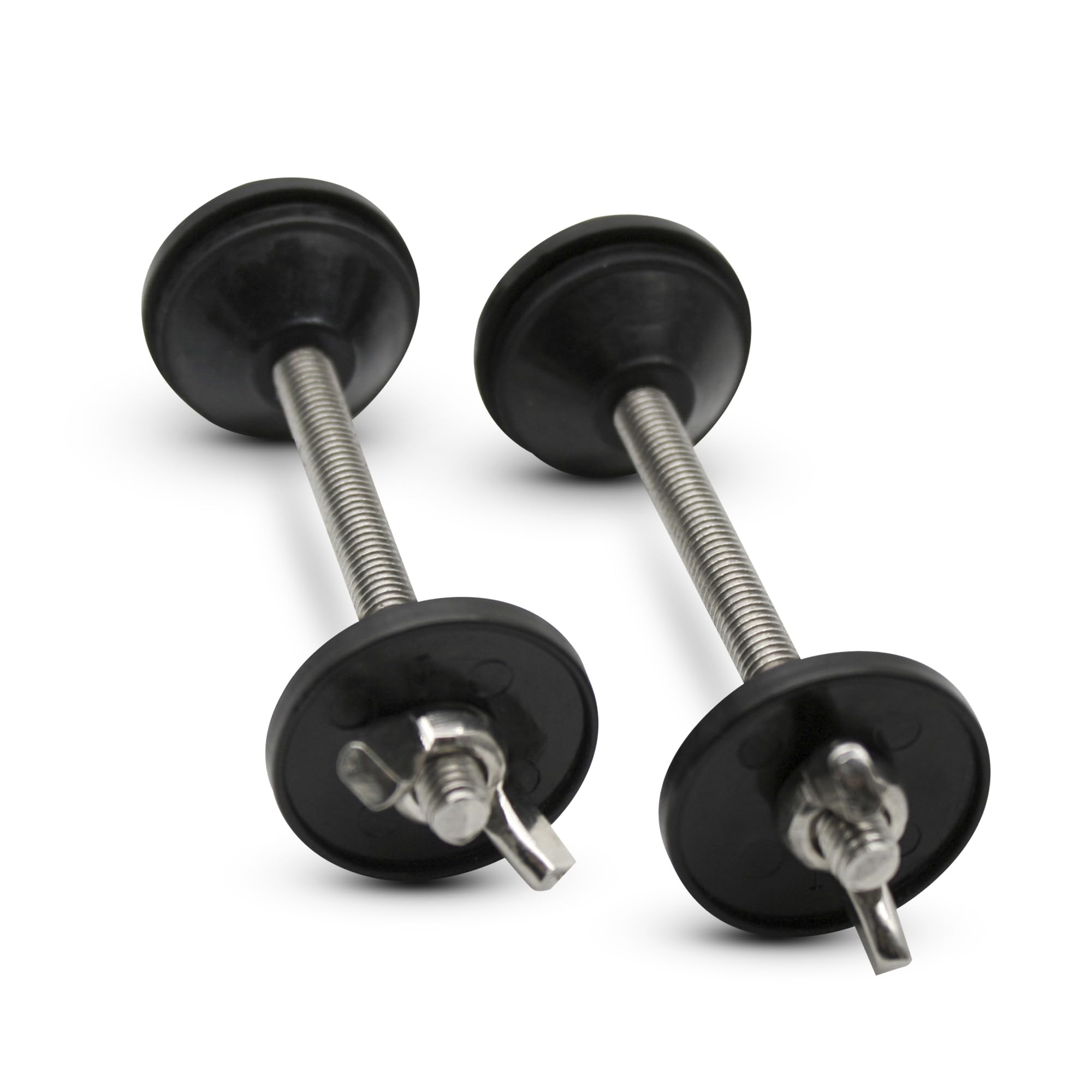 DOJA Barcelona Toilet Cistern Fixing Bolts - Pack 2 - Cistern Screws, Universal Toilet Cistern Fixings Kit, M6x100 Stainless Steel Stud with Conical Seal Flat Washer Wing Nut and Cistern Seal Kit