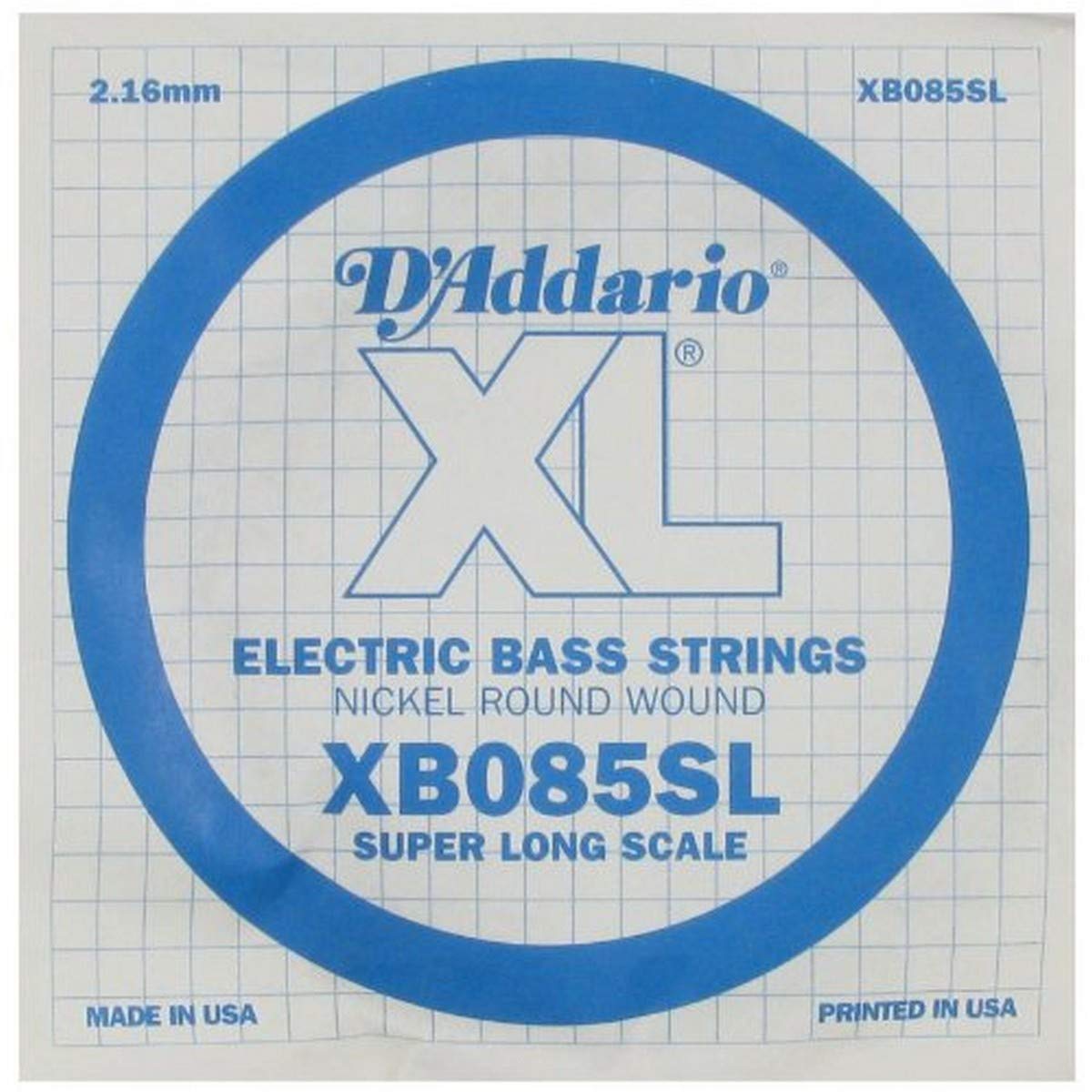 D'Addario XB085SL Nickel Wound Bass Guitar Single String, Super Long Scale, .085