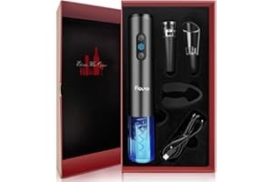 Flauno Electric Wine Opener Rechargeable - Automatic Wine Bottle Opener, Electric Corkscrew Wine Opener with Foil Cutter, Vacuum Wine Stopper, Wine Aerator Pourer, USB C Charger, Wine Gift Set