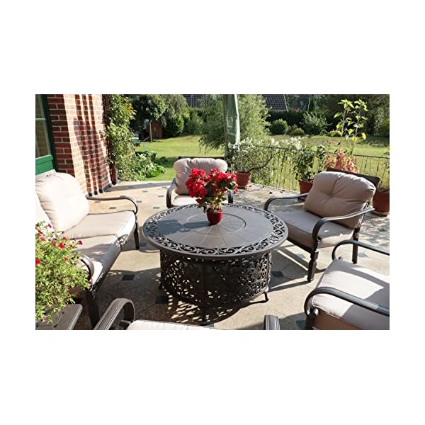 Made for us® Gartentisch, Feuertisch, Gastisch, Aluguss, rund, Ø 120 cm, Terassenfeuer Höhe 60 cm, Gartentisch mit… – Bild 8