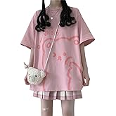 Women Kawaii Bear T-Shirt Cute Japanese Shirt Anime Graphic Tees Korean Preppy Short Sleece Oversized Clothes Tops