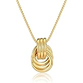 FILMOON Gold Knot Pendant Necklace for Women Statement Gold Necklace 14K Gold Plated Knot Choker Trendy Jewelry