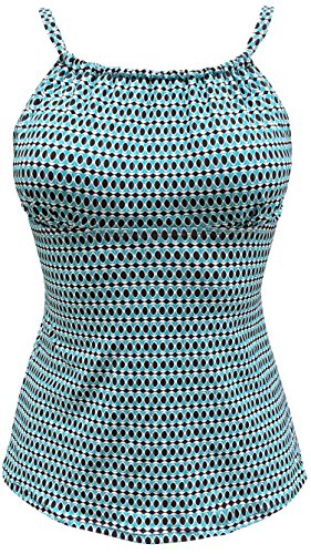 Gabrielle-Aug Women's Retro Sailor Stripe Floral Sporty Tankini Top Swimsuit (FBA) (Blue 2, 12)