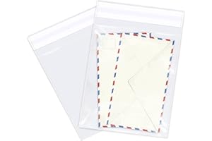 200 Count - 6" x 9" Self Seal Clear Cello Cellophane Resealable Plastic Poly Bags for A7 A8 A9 Cards & Envelopes, Bakery, Coo