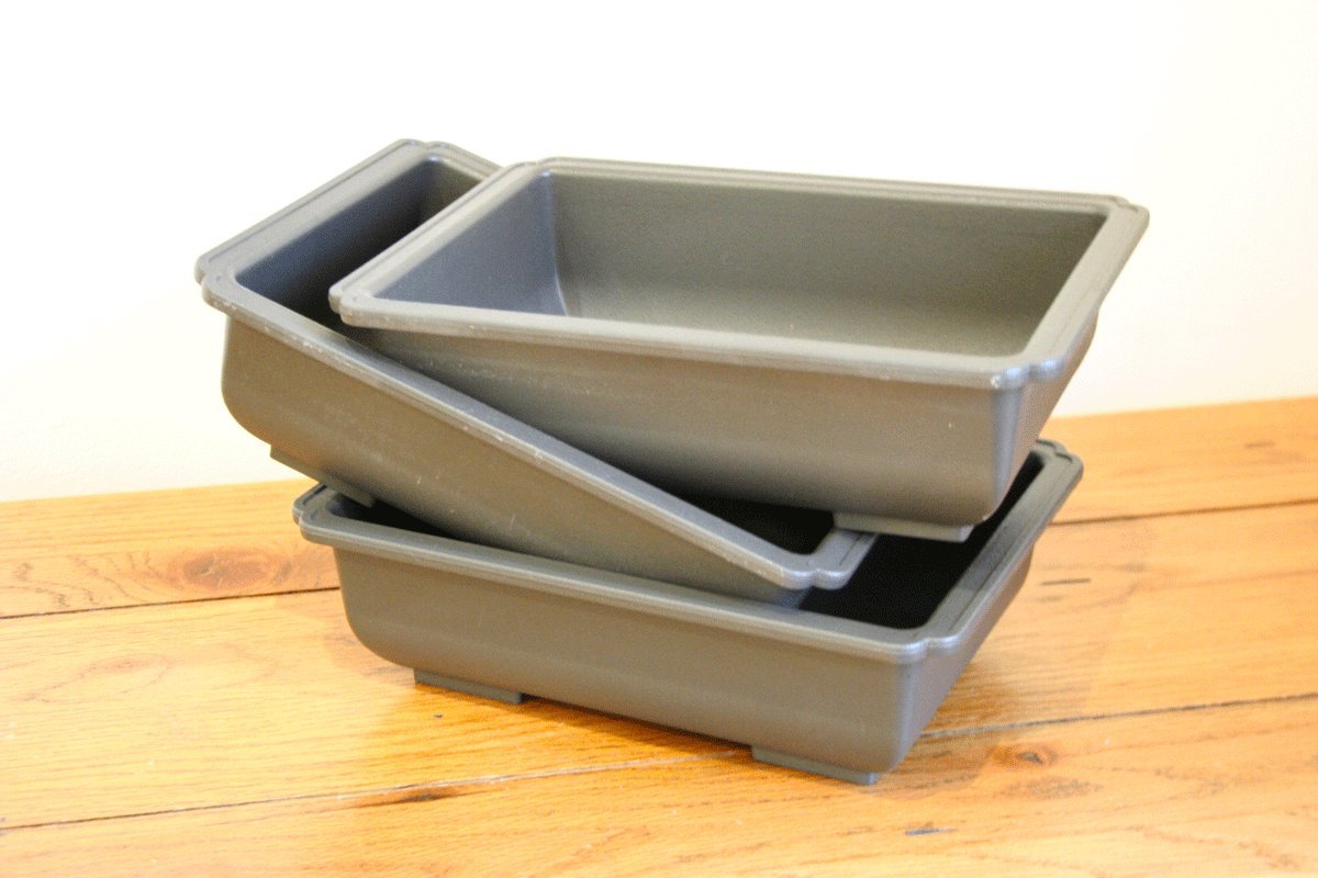 Set of 3 Bonsai Tree Plastic Training Pots - Grey 20cm x 14cm x 6cm
