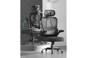 Submi Office Chair, Ergonomic Office Chair, Mesh Desk Chair for Adults, Computer Chair with Adjustable Headrest & Flip-up Arm