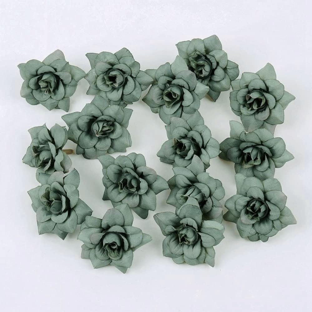 Pack of 10 Artificial Flower Heads Colourful Artificial Flowers Heads Flowers Roses Simulation Decoration Flower Head Artificial Flower Heads for DIY Crafts Wedding Party Home Decoration Green