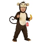 Morph, Toddler Monkey Costume, Monkey Costume, Halloween Costumes For Kids | Monkey Costume Toddler Includes Jumpsuit, Detachable Hood, Detachable Tail &amp; Toy Banana; Perfect as Halloween Kids Costume