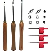 ASZLBYM Woodturning Carbide Lathe Tools, Wood Turning Tool Set of 3 Rougher Detailer Finisher Carbide Lathe Tools for Woodturning