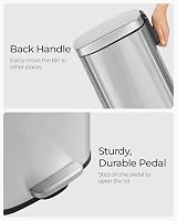 SONGMICS Kitchen Bin 30L Pedal with Soft-Close Lid Steel Silver LTB03NL view 7