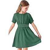 tiny sugar Girls Floral Smocked Waist Dress Church Holiday Playwear Soft Midi Dress with Pockets