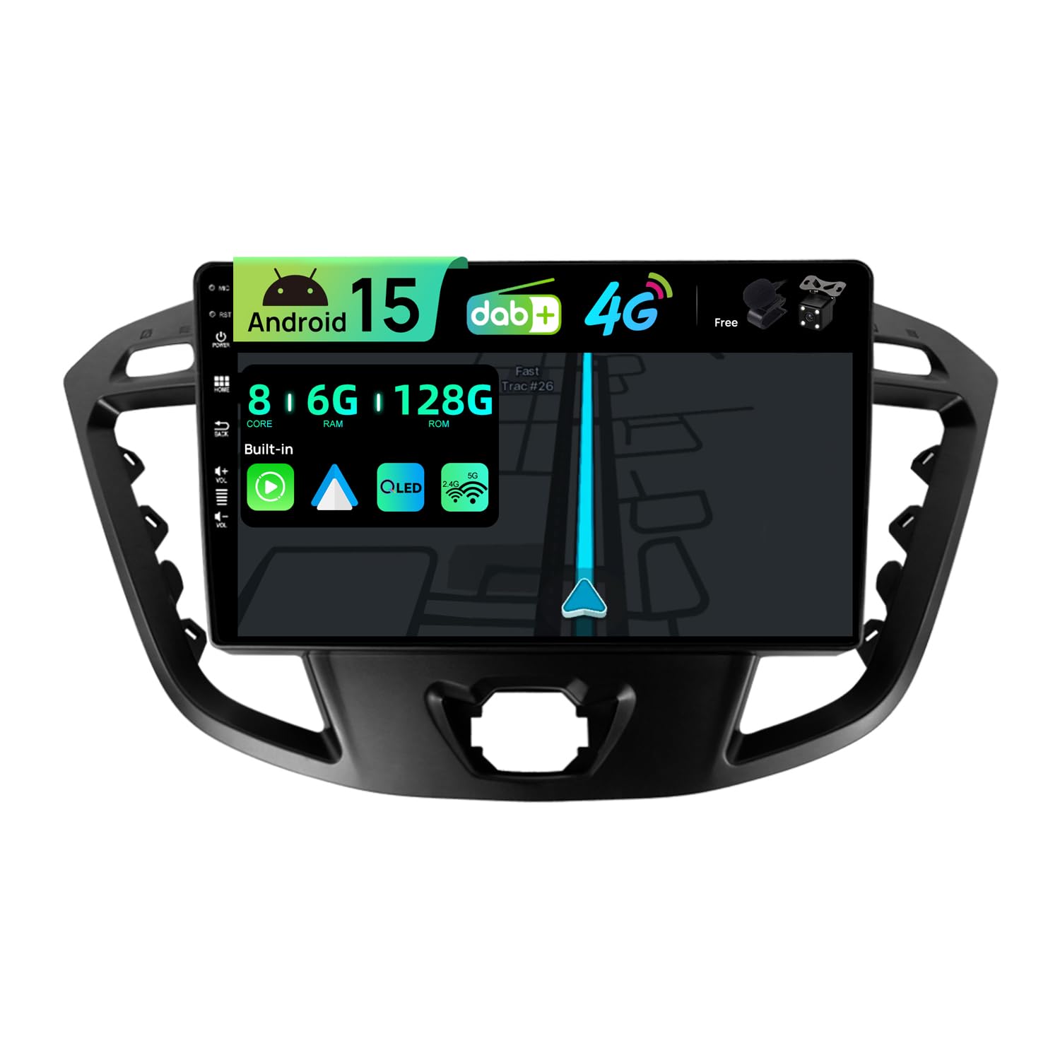 BXLIYER -Built-in DAB/4G- 6G+128G - Android 13 - Car Stereo For Ford Tourneo Transit Custom (2013-2021) - Wireless Carplay/Android Auto - Camera + MIC - 9 Inch QLED 2 Din - SWC DSP Fast-boot 360-CAM