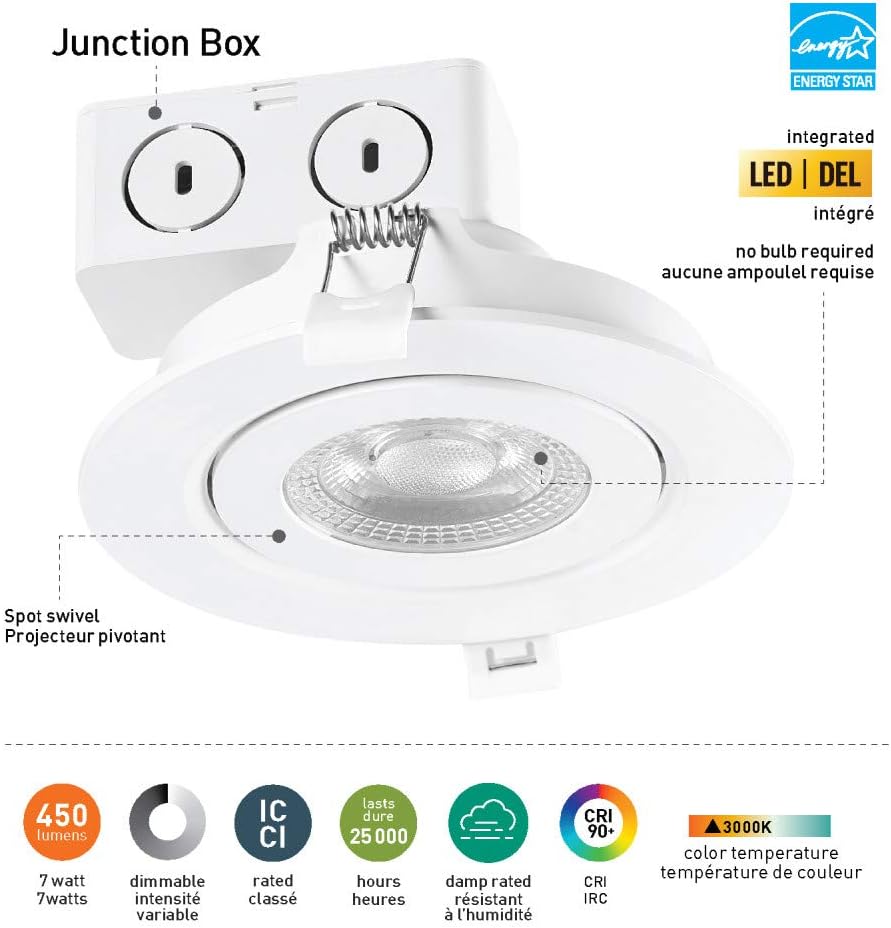 Energy Star Dimmable Ic Rated Globe Electric 91337 4 Led Integrated Swivel Round Trim Recessed Lighting Kit 4 Pack 4 25 Hole Size White 7 Watts Cec Title 24 Compliant Recessed Lighting Tools Home Improvement Theinstantsolutions Com