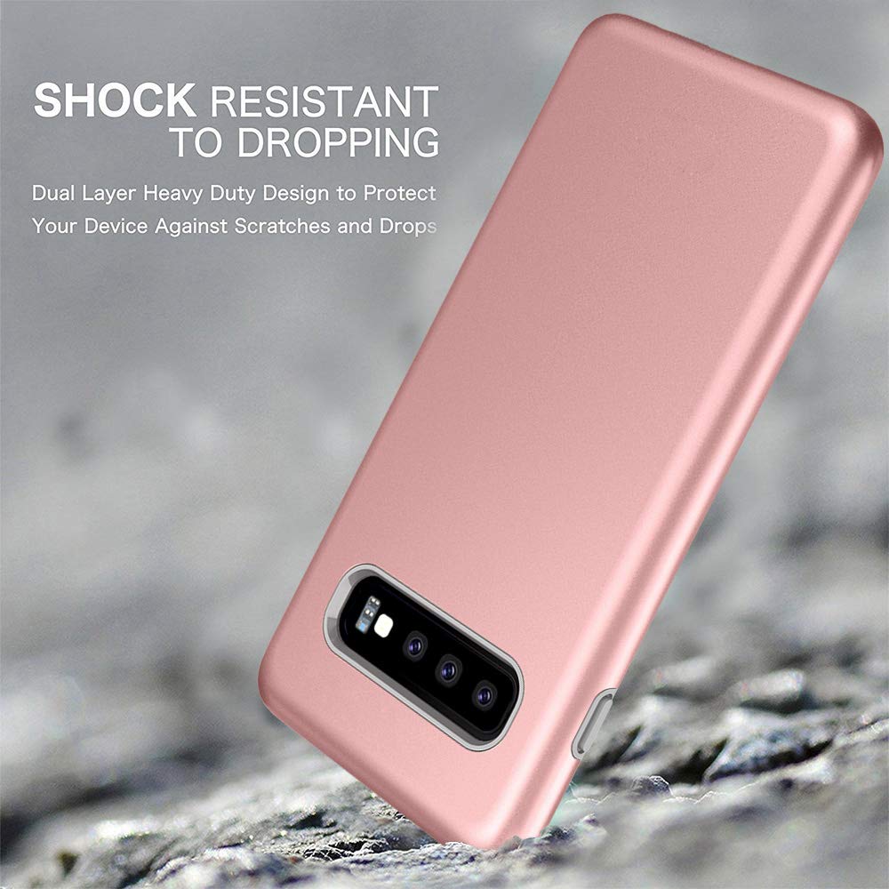 Galaxy S10 Case, Androgate [Pearl Series] Hybrid Matte Protective Back Cover Bumper Case for Samsung Galaxy S10, Pink Gold