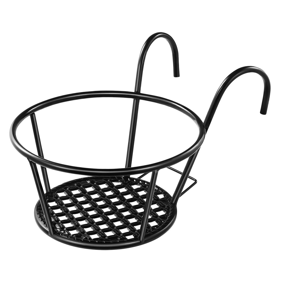 Ounona Flower Pot for hanging on the balcony, metal plant pot, succulent flower holder (black)